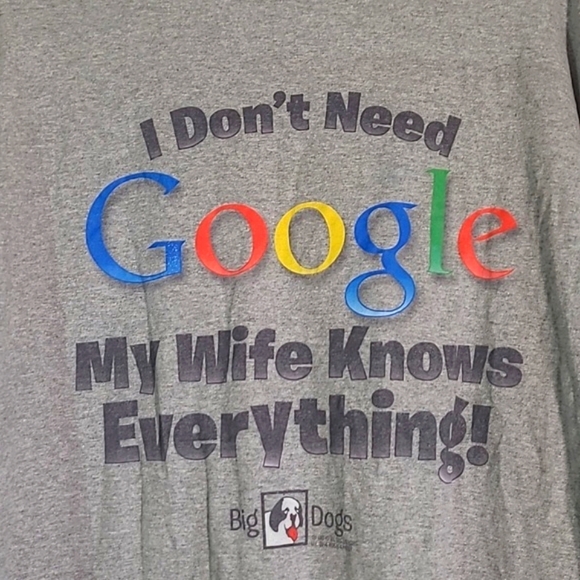 Vintage Y2K Big Dogs Gray Google My Wife Knows Everything Tee Tshirt Mens Sz 4XL - Picture 10 of 15